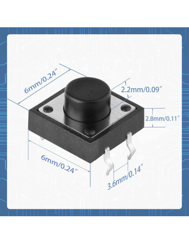 120 Interruptores Táctiles Momentáneos 4 Pines Juasky 6x6x5mm
