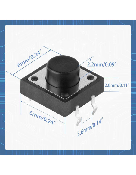 120 Interruptores Táctiles Momentáneos 4 Pines Juasky 6x6x5mm