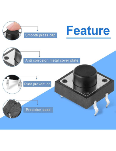 120 Interruptores Táctiles Momentáneos 4 Pines Juasky 6x6x5mm