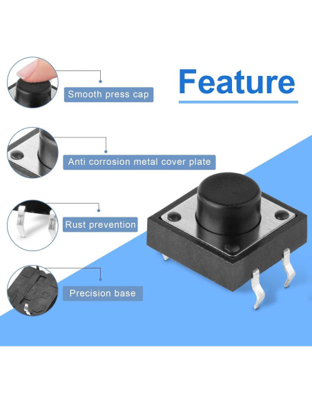 120 Interruptores Táctiles Momentáneos 4 Pines Juasky 6x6x5mm