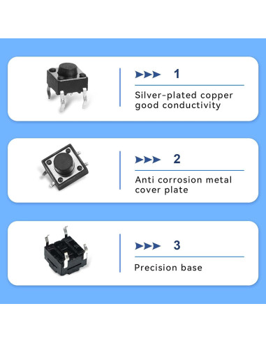 120 Interruptores Táctiles Momentáneos 4 Pines Juasky 6x6x5mm