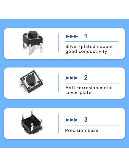 120 Interruptores Táctiles Momentáneos 4 Pines Juasky 6x6x5mm