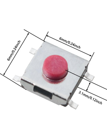 50 Interruptores Táctiles Momentáneos JJHXSM 6x6x3.1mm