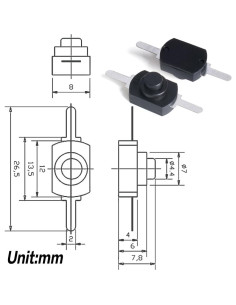 30 Interruptores de Botón Pulsador Micro OURUI 12x8mm On Off 2