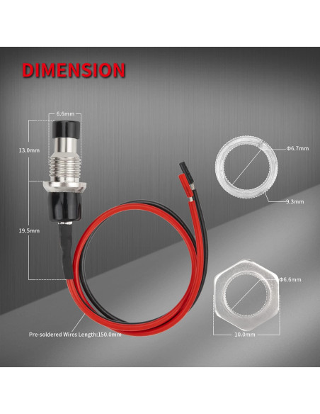 Interruptor Momentáneo SPST 2 Pines DaierTek 250VAC 1A - 10 Pack