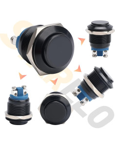 Interruptor Momentáneo STARELO 19mm IP65 5pcs Carcasa Negra 2
