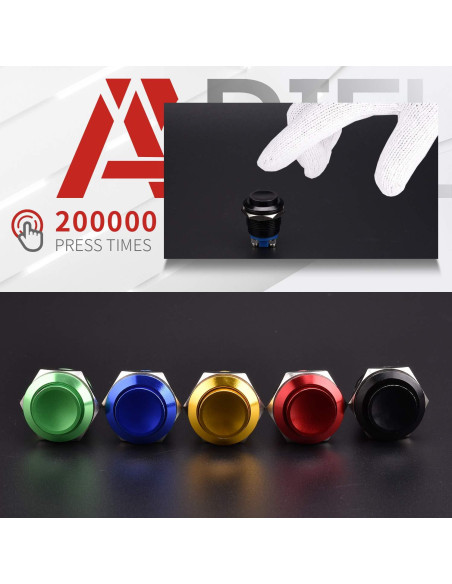 Interruptor Momentáneo APIELE 19mm 5A IP65 Carcasa Negra