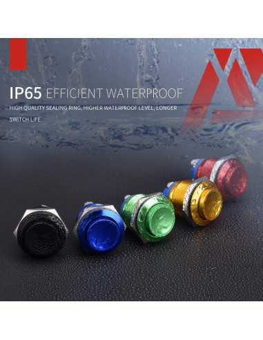 Interruptor Momentáneo APIELE 19mm 5A IP65 Carcasa Negra