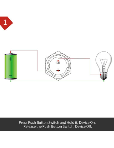 Interruptor Momentáneo APIELE 19mm 5A IP65 Carcasa Negra