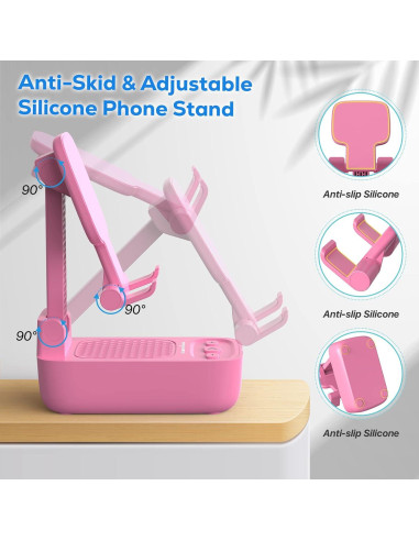 Altavoz Bluetooth Inalámbrico COMISO X8 Rosa con Soporte