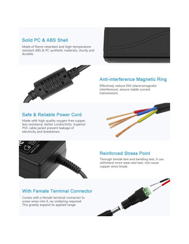 Adaptador de Corriente ALITOVE 24V 3A 72W para LED y CCTV