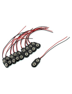 Conector de Batería de 9V uxcell con Cable Negro - Paquete de 10