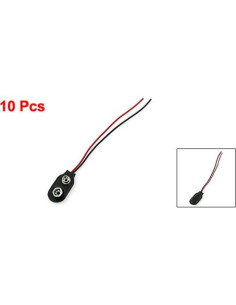 Conector de Batería de 9V uxcell con Cable Negro - Paquete de 10 2
