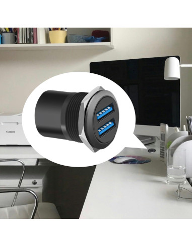 Adaptador de Montaje de Panel USB 3.0 EGOCHALLENGER Doble Negro