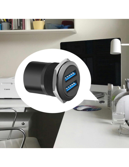Adaptador de Montaje de Panel USB 3.0 EGOCHALLENGER Doble Negro