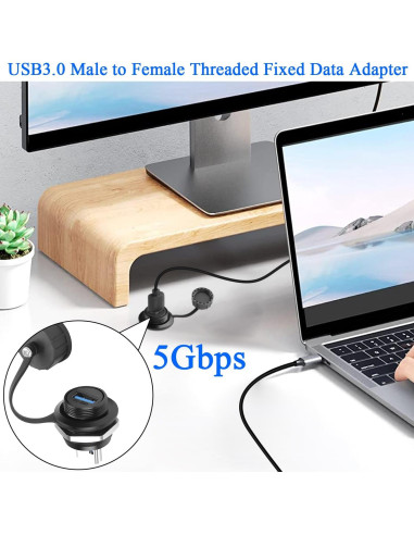 Conector USB 3.0 Impermeable QIANRENON Macho a Hembra 5Gbps