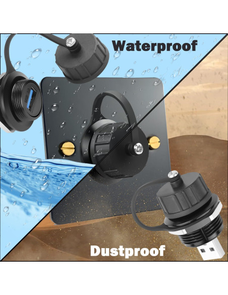 Conector USB 3.0 Impermeable QIANRENON Macho a Hembra 5Gbps