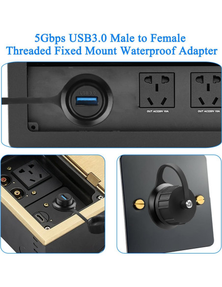 Conector USB 3.0 Impermeable QIANRENON Macho a Hembra 5Gbps