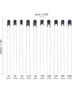 Termistores NTC uxcell 100 Pack 1K a 100K Ohm para Medición 2