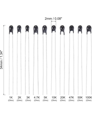 Termistores NTC uxcell 100 Pack 1K a 100K Ohm para Medición