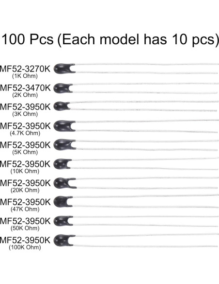 Termistores NTC uxcell 100 Pack 1K a 100K Ohm para Medición