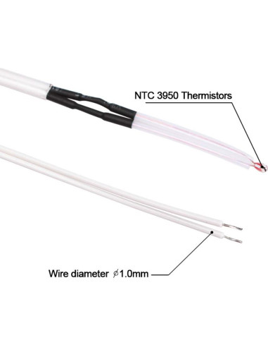10 Termistores NTC 3950 100K Ohm HiLetgo para Impresoras 3D