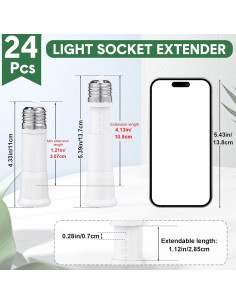Paquete de 24 Extensores de Socket E26/E27 Aurelema 11 cm 2