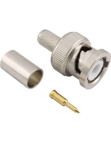 Conector BNC Macho Crimp 50 Ohm para Cable Coaxial RG8X - Paquete de 10