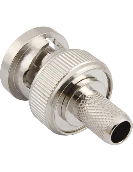 Conector BNC Macho Crimp 50 Ohm para Cable Coaxial RG8X - Paquete de 10