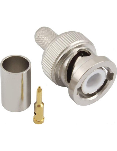 Conector BNC Macho Crimp 50 Ohm para Cable Coaxial RG8X - Paquete de 10