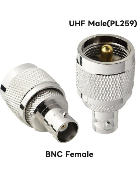 Conector Coaxial UHF a BNC Boobrie - Adaptador 2 Piezas