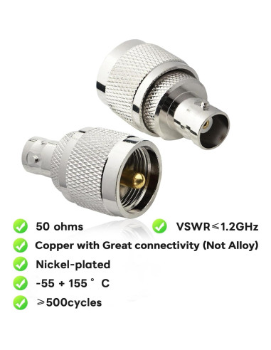 Conector Coaxial UHF a BNC Boobrie - Adaptador 2 Piezas