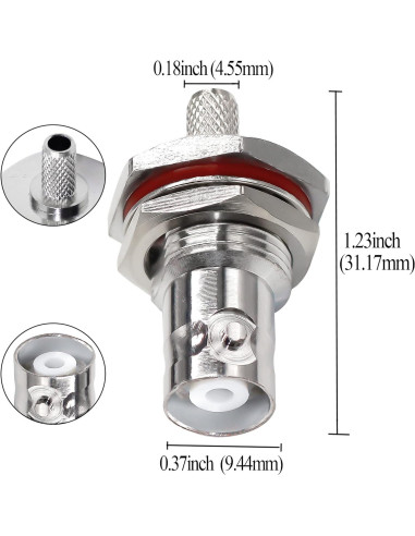 10 Conectores Crimp BNC Femenino Impermeables TUOLNK 6 GHz