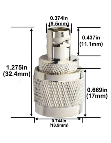 Conector Coaxial UHF a BNC Boobrie - Adaptador 2 Piezas