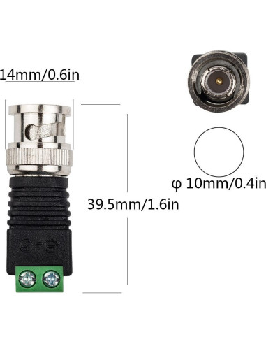 Conector Balun BNC Masculino CCTV 65 Pcs para Cat5/Cat6