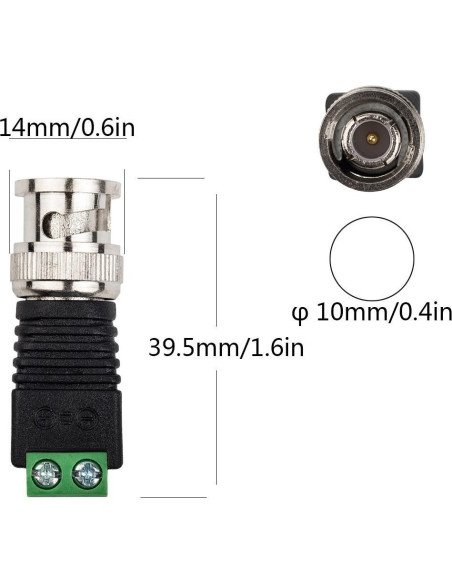 Conector Balun BNC Masculino CCTV 65 Pcs para Cat5/Cat6