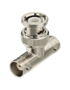 Adaptador BNC en T Eightwood 2-Pack, Macho a Doble Hembra 50 Ohm