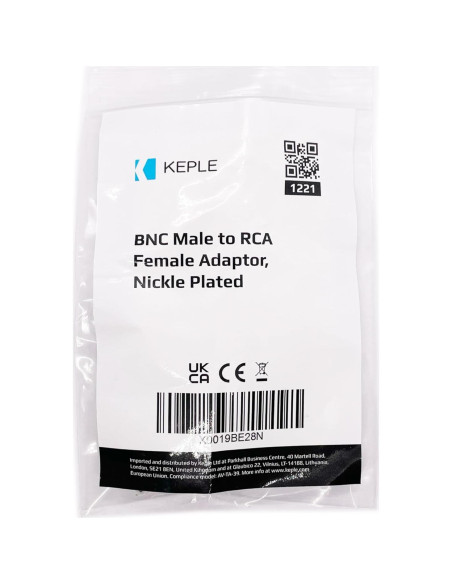 Adaptador BNC Macho a RCA Hembra Keple Niquelado 19.94g