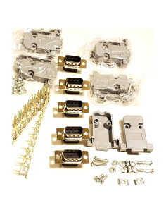 Kit 5 Conectores DB9 Macho + Capuchones y Pines Crimp