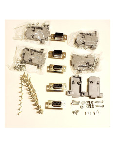 Kit 5 Conectores Crimp DB9 Femenino + Capuchones y Pines