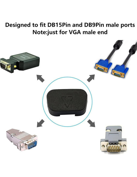 Tapa Antipolvo VGA SHANFEILU 50 Piezas 17mm x 9mm Negro