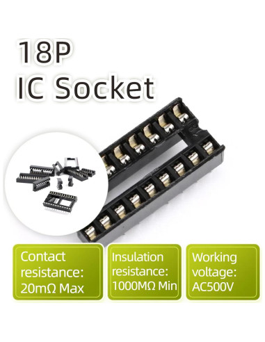 10 Pcs Zócalo DIP 18 Patas JESSINIE 2.54mm IC Circuito