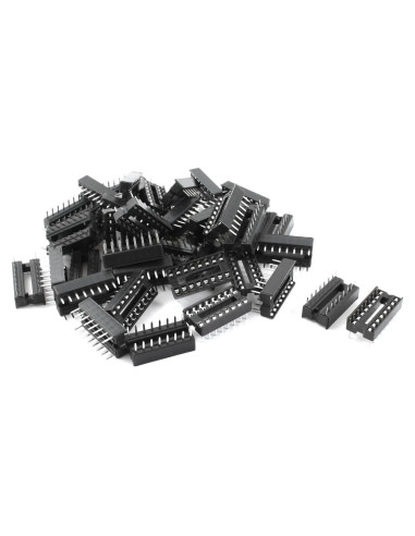 Zócalo IC DIP 16 Pines uxcell 40 Pcs 2.54mm Negro