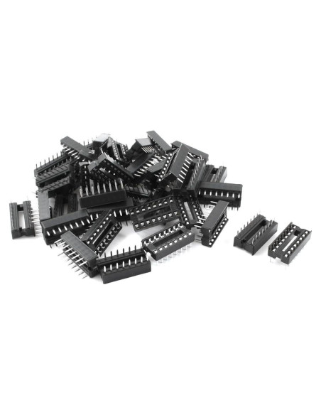 Zócalo IC DIP 16 Pines uxcell 40 Pcs 2.54mm Negro