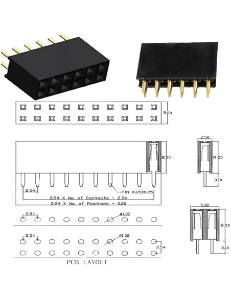 Conector de cabecera hembra 2x6Pin Sopepoyie 12 pines 20PCS