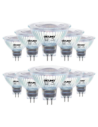 Bombilla LED DiCUNO MR16 regulable 6W 6000K GU5.3 Paquete de 10