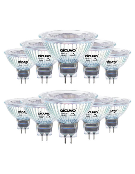 Bombilla LED DiCUNO MR16 regulable 6W 6000K GU5.3 Paquete de 10