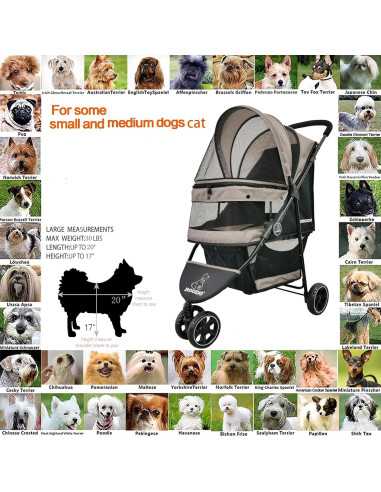 Carrito de Paseo ROODO Escort 3 Ruedas para Mascotas Gris