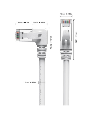 Cable Ethernet Cat 6 JUXIN 1.83 m Ángulo Izquierdo Blanco