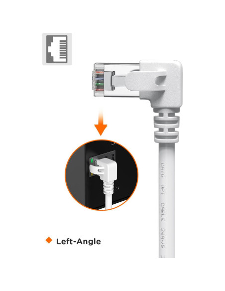 Cable Ethernet Cat 6 JUXIN 1.83 m Ángulo Izquierdo Blanco